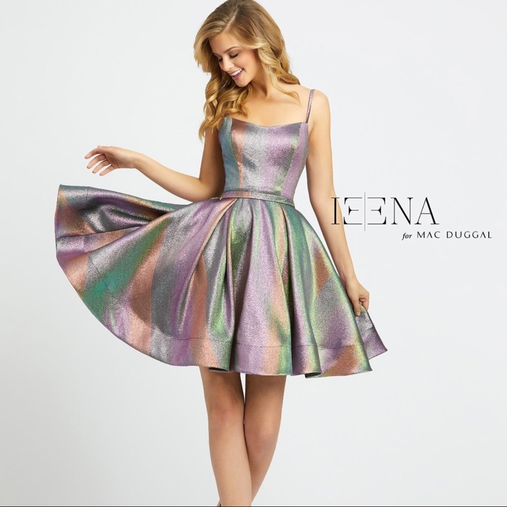 Rainbow metallic party dress holographic